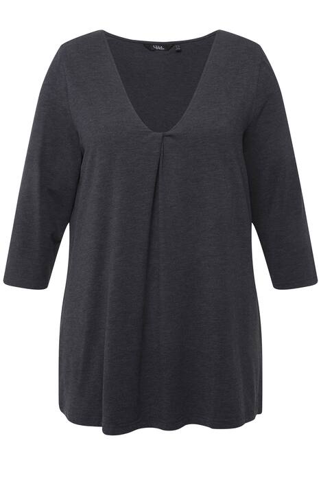 Tričko, žíhaný žerzej, nařasený výstřih, 3/4 rukávy