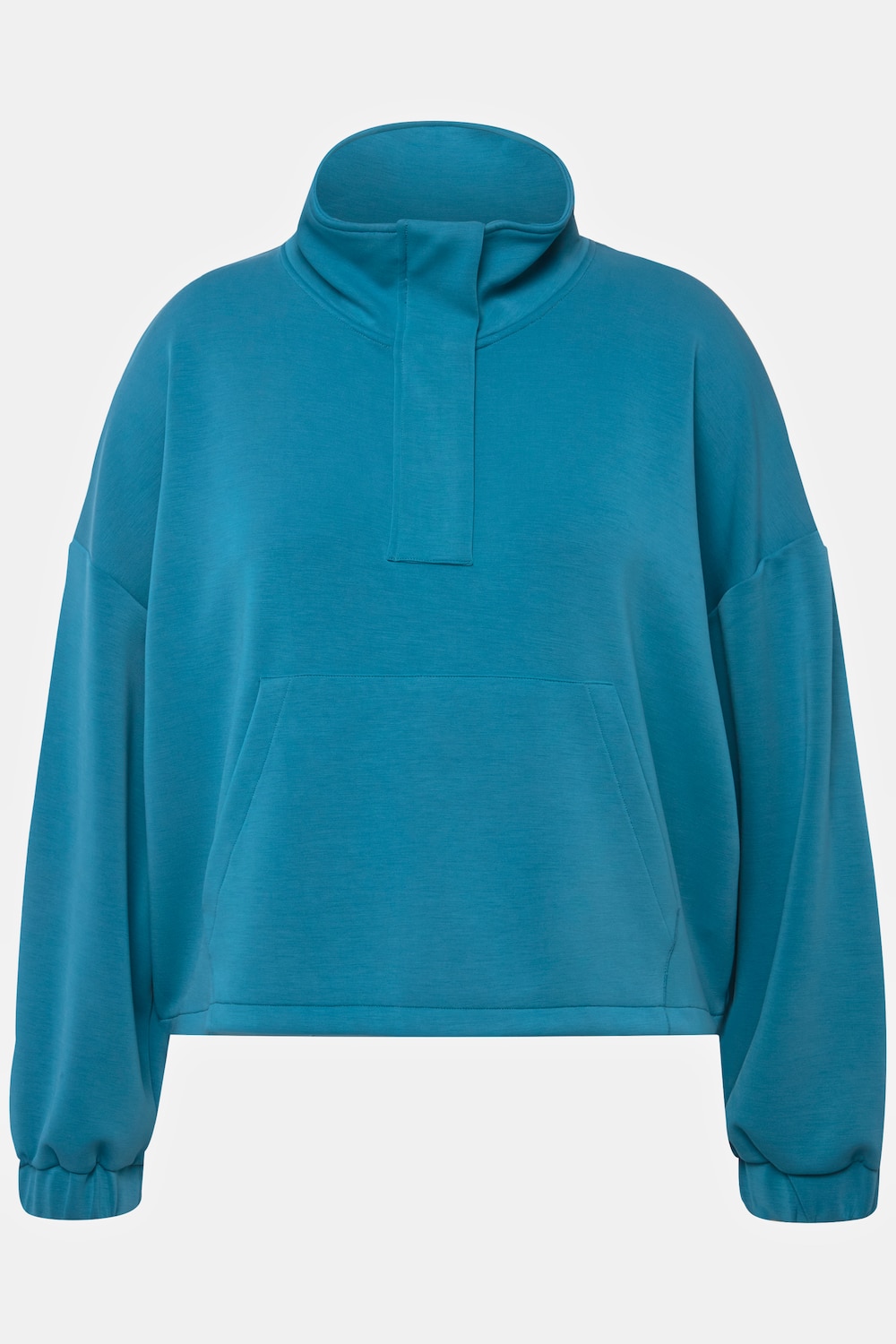 Stora storlekar Sweatshirt i oversize-modell med ståkrage och lång ärm, Dam, blå, storlek: 54/56, Syntetfibrer/Polyester, Ulla Popken