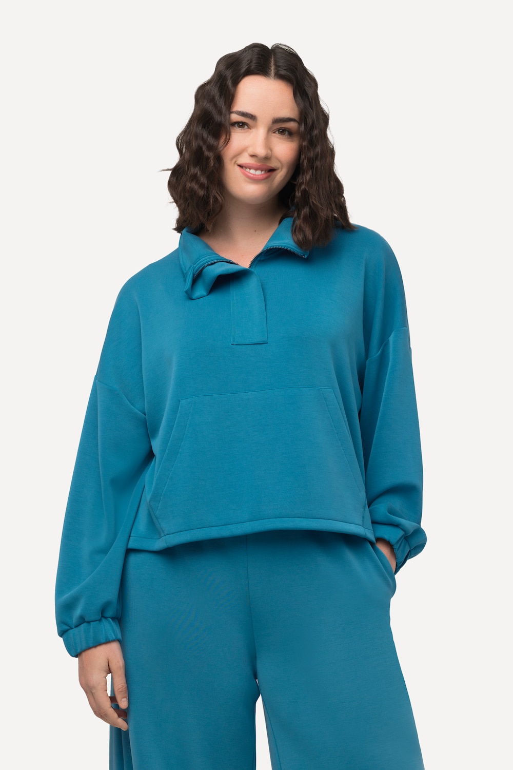 Grote Maten Sweatshirt, Dames, blauw, Maat: 42/44, Synthetische vezels/Polyester, Ulla Popken