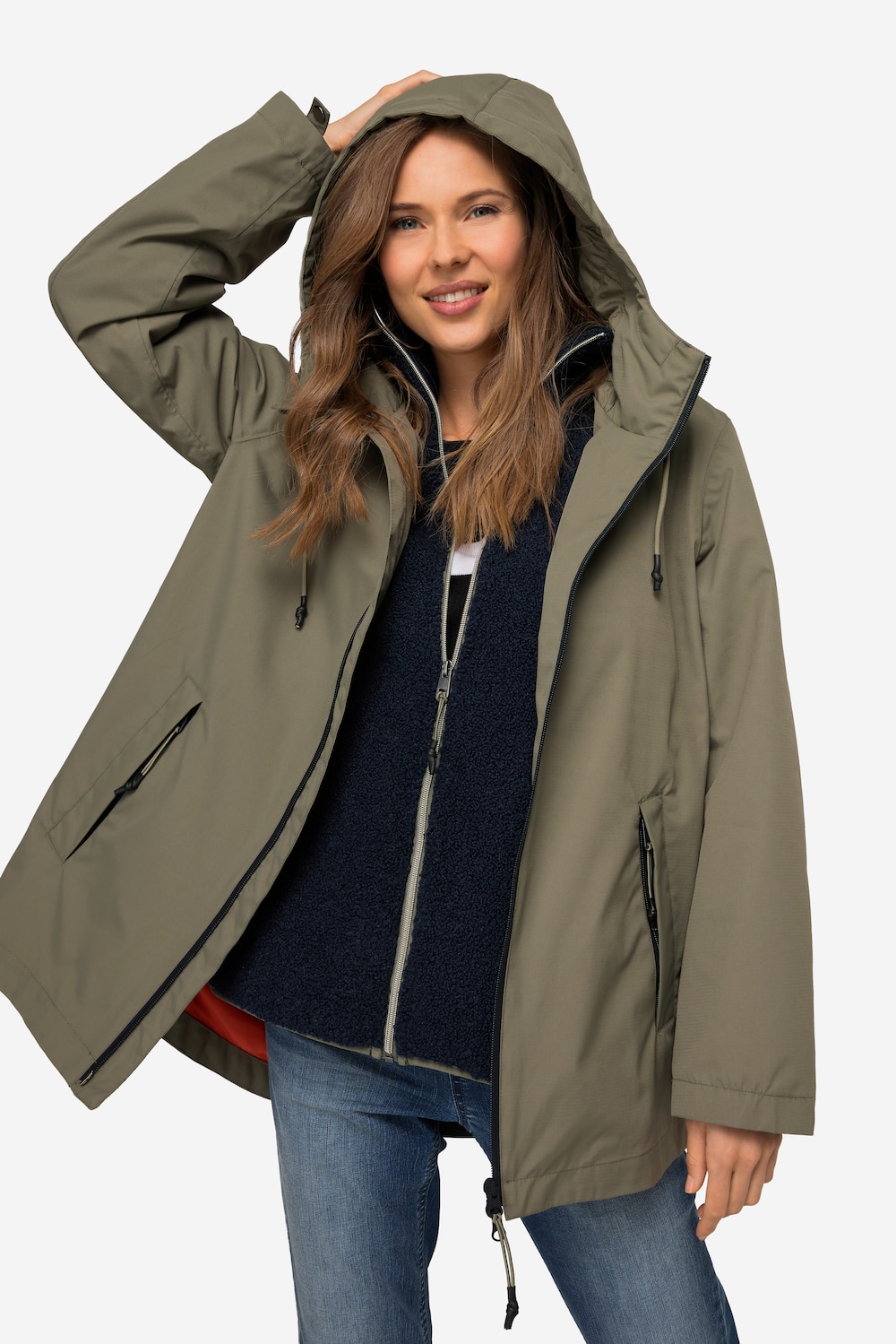 Große Größen 3-in-1-Funktionsjacke, Damen, grau, Größe: L, Polyester/Synthetische Fasern, LAURASON