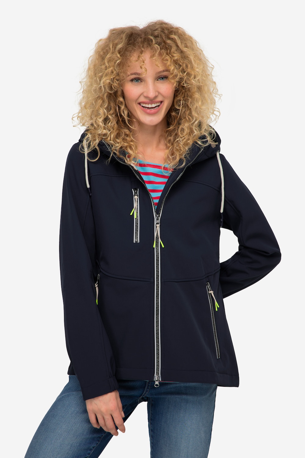 Große Größen Softshell-Jacke, Damen, blau, Größe: L, Polyester, LAURASON