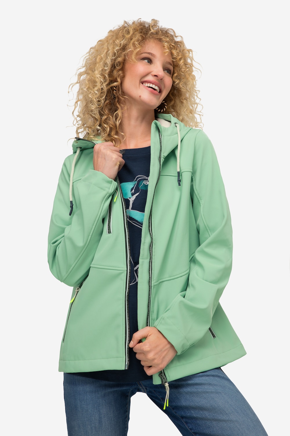 Große Größen Softshell-Jacke, Damen, türkis, Größe: L, Polyester, LAURASON