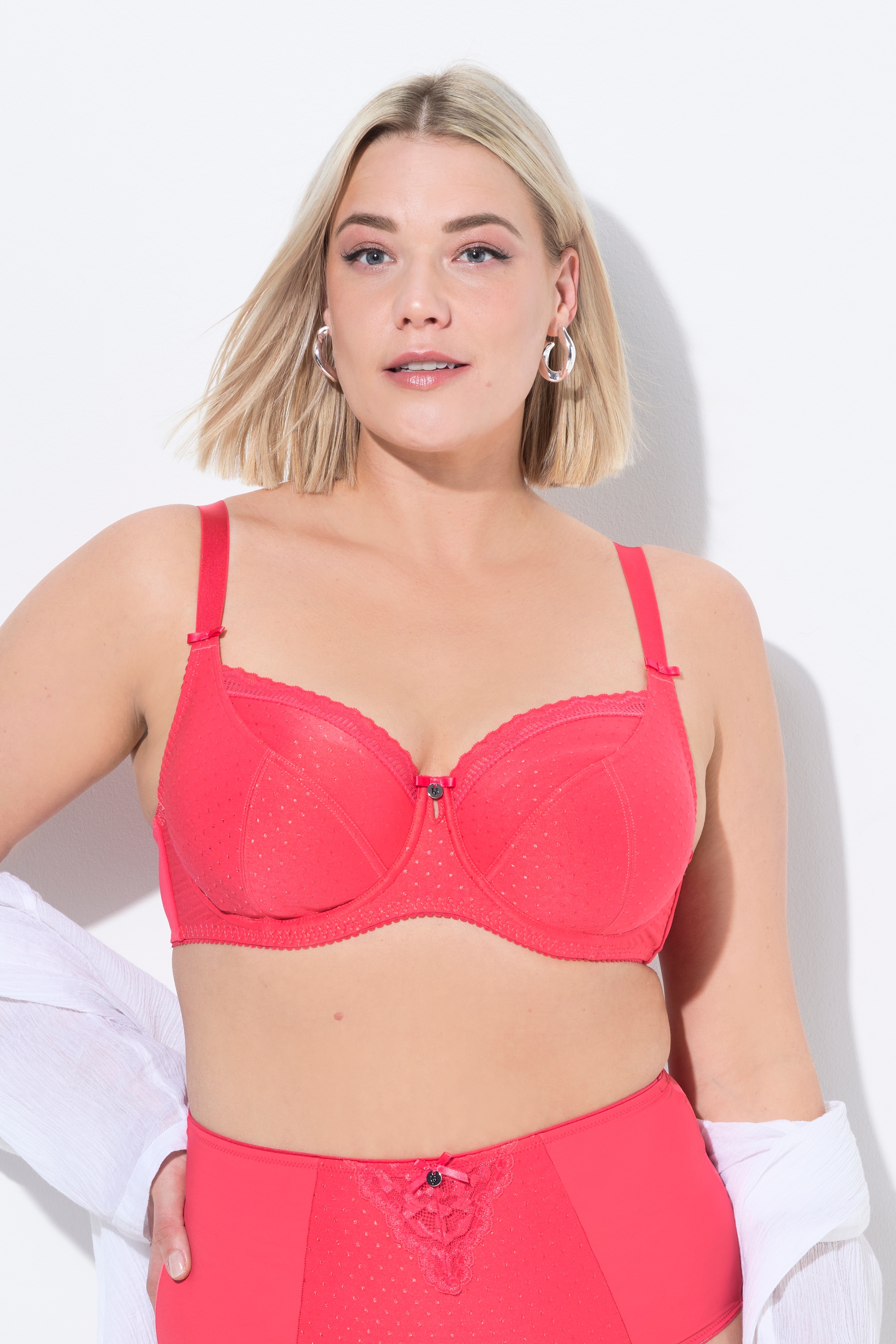Ulla Popken Damen große Größen Bügel BH Jacquard Spitzenkante Cup C G 820379