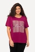 T-shirt, lettermotief, pailletten, ronde hals, halve mouwen
