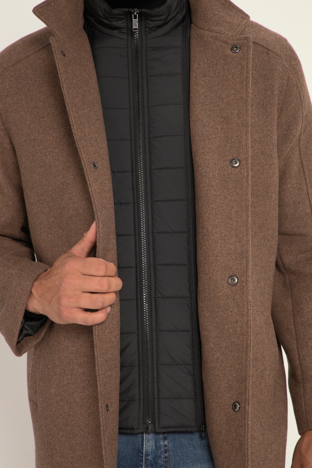 Stora storlekar Kappa i ullmix, Her, beige, storlek: XXL, Polyester/Ull, JP1880