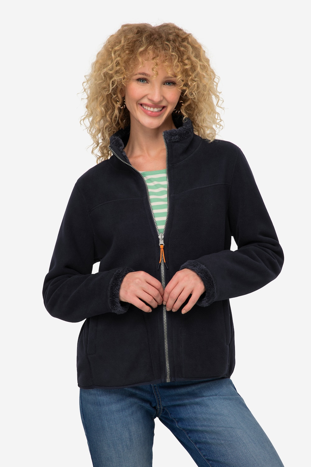 Große Größen Wende-Jacke, Damen, blau, Größe: XL, Polyester, LAURASON