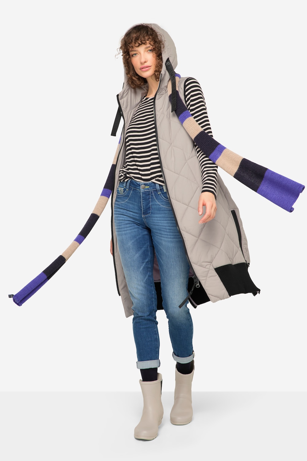 Große Größen Steppweste, Damen, beige, Größe: L, Polyester/Synthetische Fasern, LAURASON