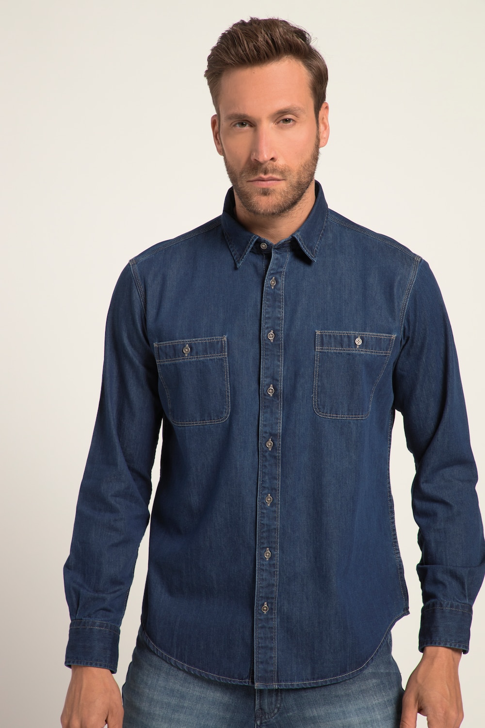 grandes tailles chemise en jean, hommes, bleu, taille: 5xl, coton, jp1880