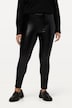 Legging, leren look, slim, elastische tailleband, siernaden