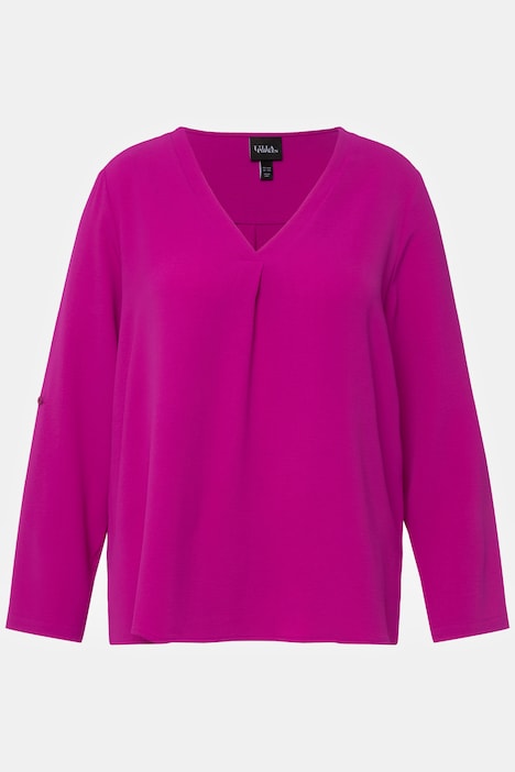 Textured Long Sleeve V-Neck Blouse, all Blouses