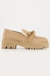 Loafer, semsket skinn, teddyfôr, sløyfe, bredde H