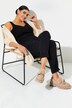 Loafer, semsket skinn, teddyfôr, sløyfe, bredde H