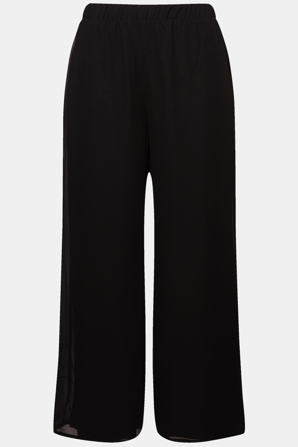 Stora storlekar Chiffongbyxa i dubbla lager med vida ben och resårlinning, Dam, svart, storlek: 46/48, Polyester/Viskos, Ulla Popken