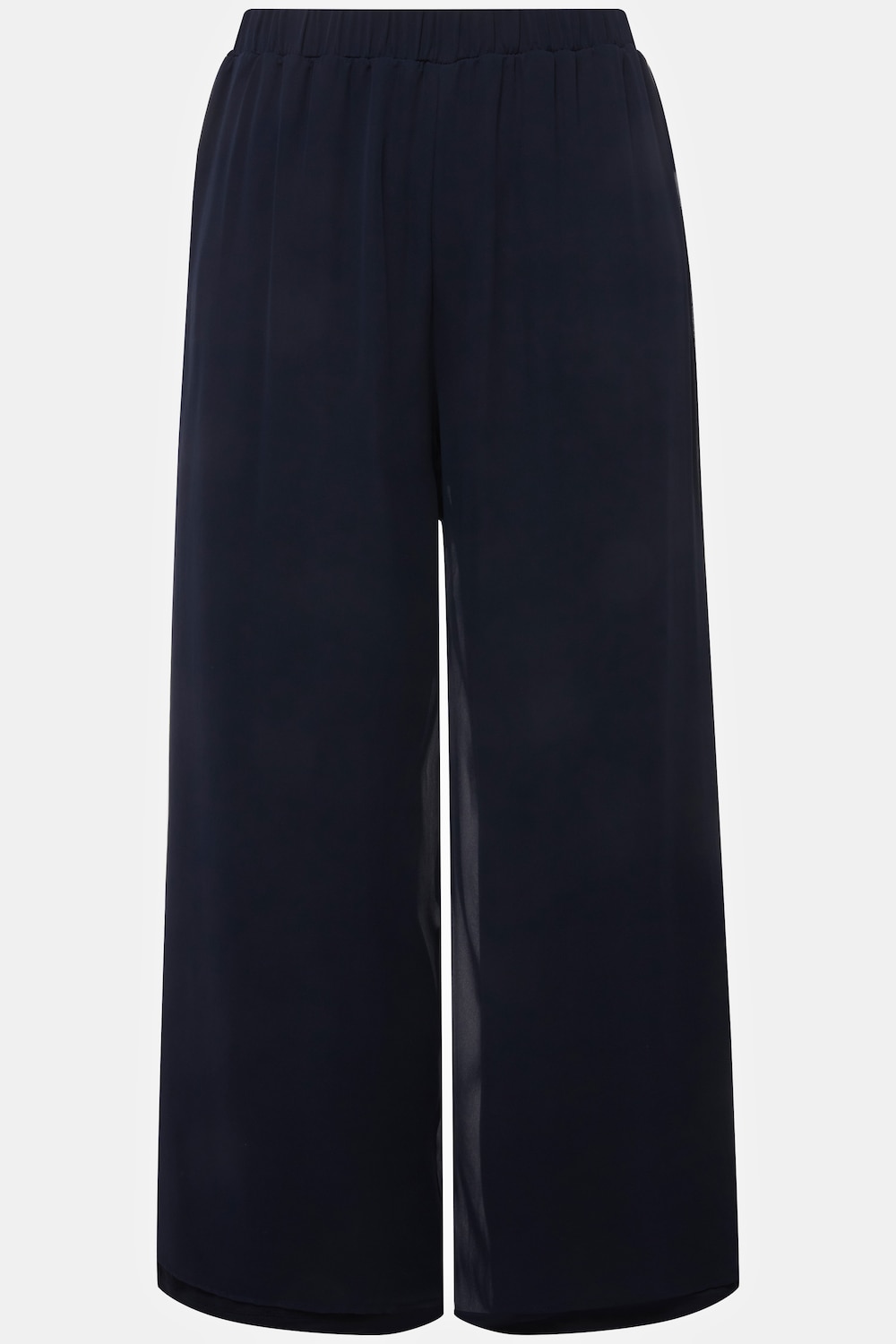 Stora storlekar Chiffongbyxa i dubbla lager med vida ben och resårlinning, Dam, blå, storlek: 54/56, Polyester/Viskos, Ulla Popken