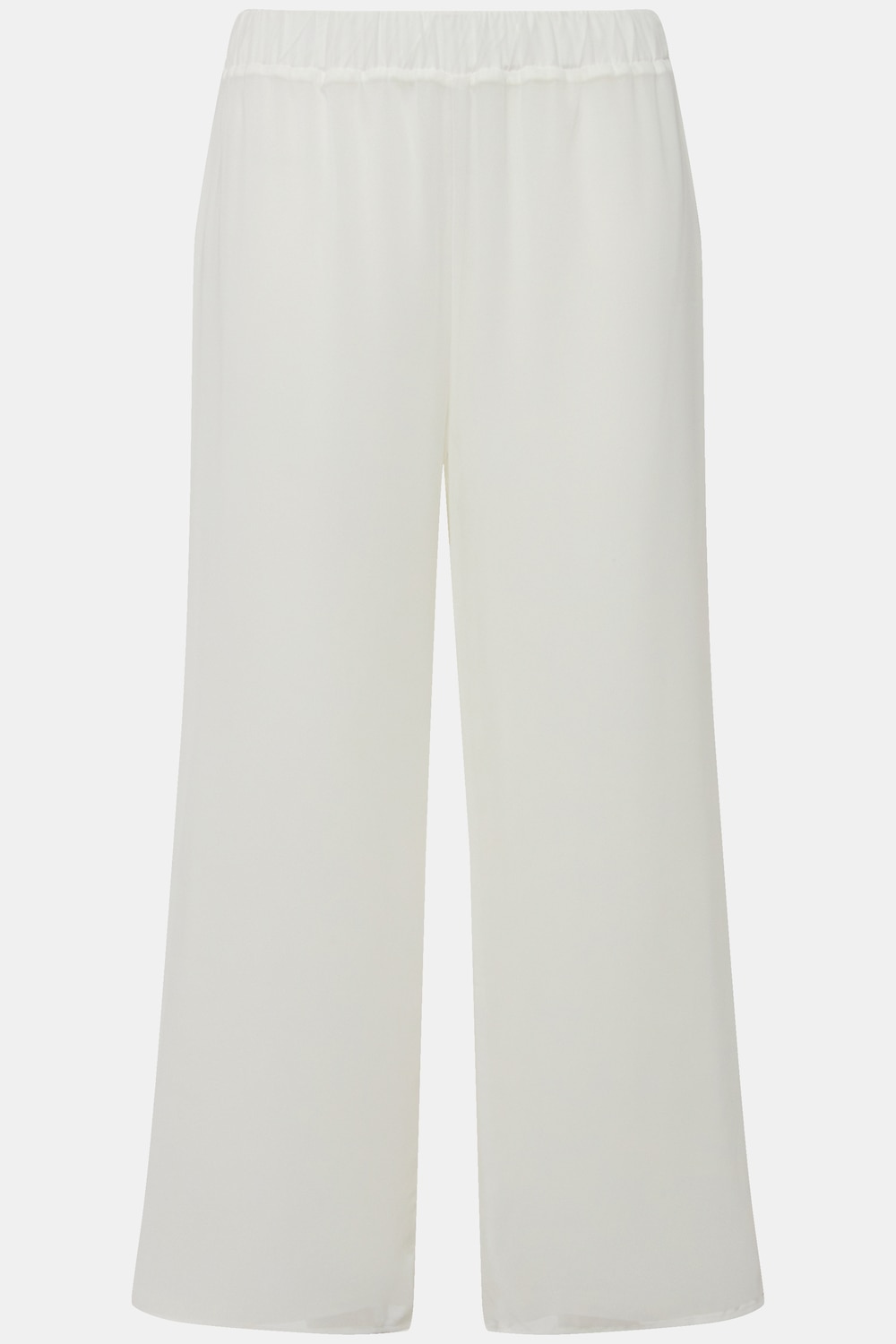 Stora storlekar Chiffongbyxa i dubbla lager med vida ben och resårlinning, Dam, vit, storlek: 58/60, Polyester/Viskos, Ulla Popken