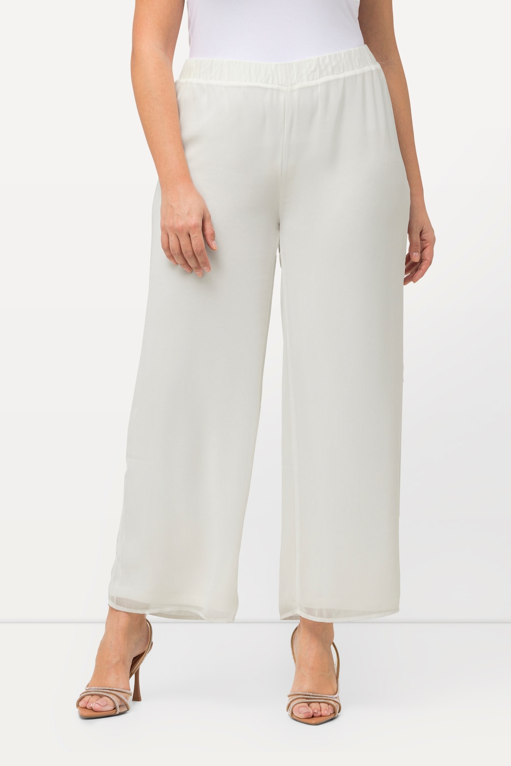 Große Größen Chiffonhose, Damen, beige, Größe: 42/44, Polyester/Viskose, Ulla Popken