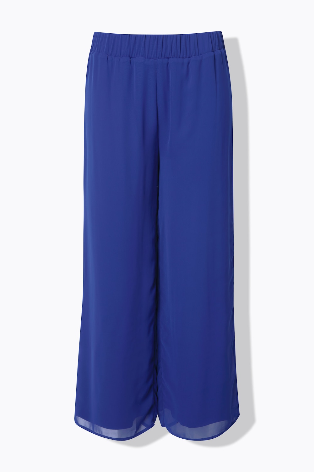Stora storlekar Chiffongbyxa i dubbla lager med vida ben och resårlinning, Dam, blå, storlek: 42/44, Polyester/Viskos, Ulla Popken