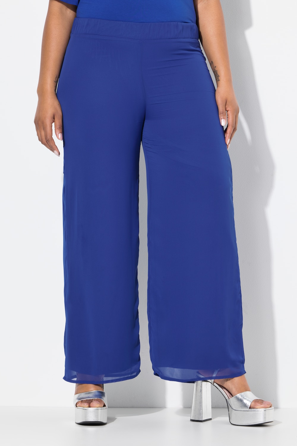 Große Größen Chiffonhose, Damen, blau, Größe: 46/48, Polyester/Viskose, Ulla Popken