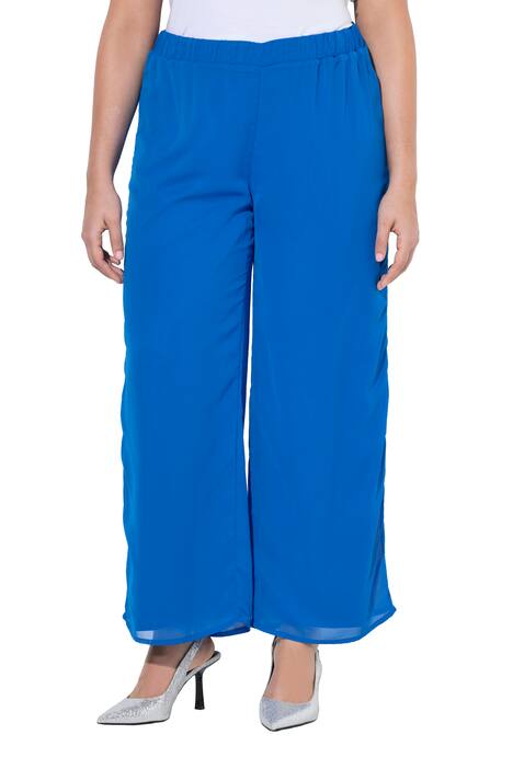 Šifonové kalhoty, dvouvrstvé, široké nohavice, elastický pas