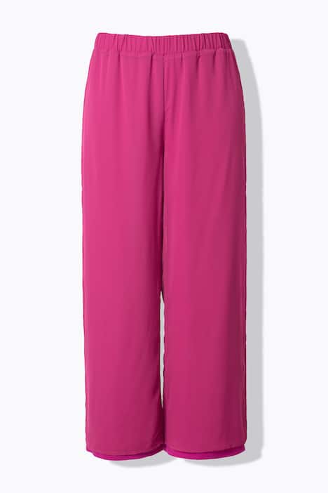 Chiffonhose, doppellagig, weites Bein, Elastikbund