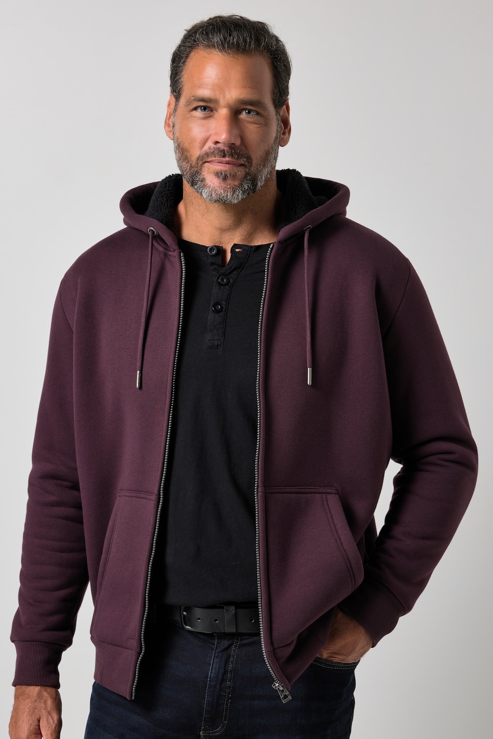 Hoodiejacke, Outdoor, Sweatjacke, Kapuze, Teddyfutter, Zipper, bis 8 XL