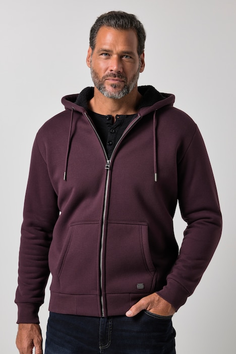 Hoodiejacke, Outdoor, Sweatjacke, Kapuze, Teddyfutter, Zipper, bis 8 XL