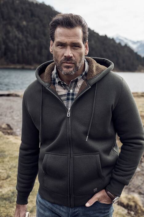 JP1880 Hoodiejacke, Outdoor, Sweatjacke, Kapuze, Teddyfutter, Zipper, bis 8 XL