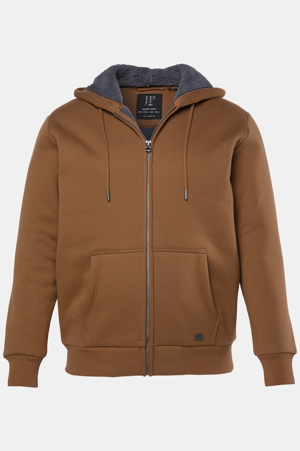 JP 1880 hoodie-jack, outdoor, trainingsjasje, capuchon, teddy voering, rits, tot 8XL