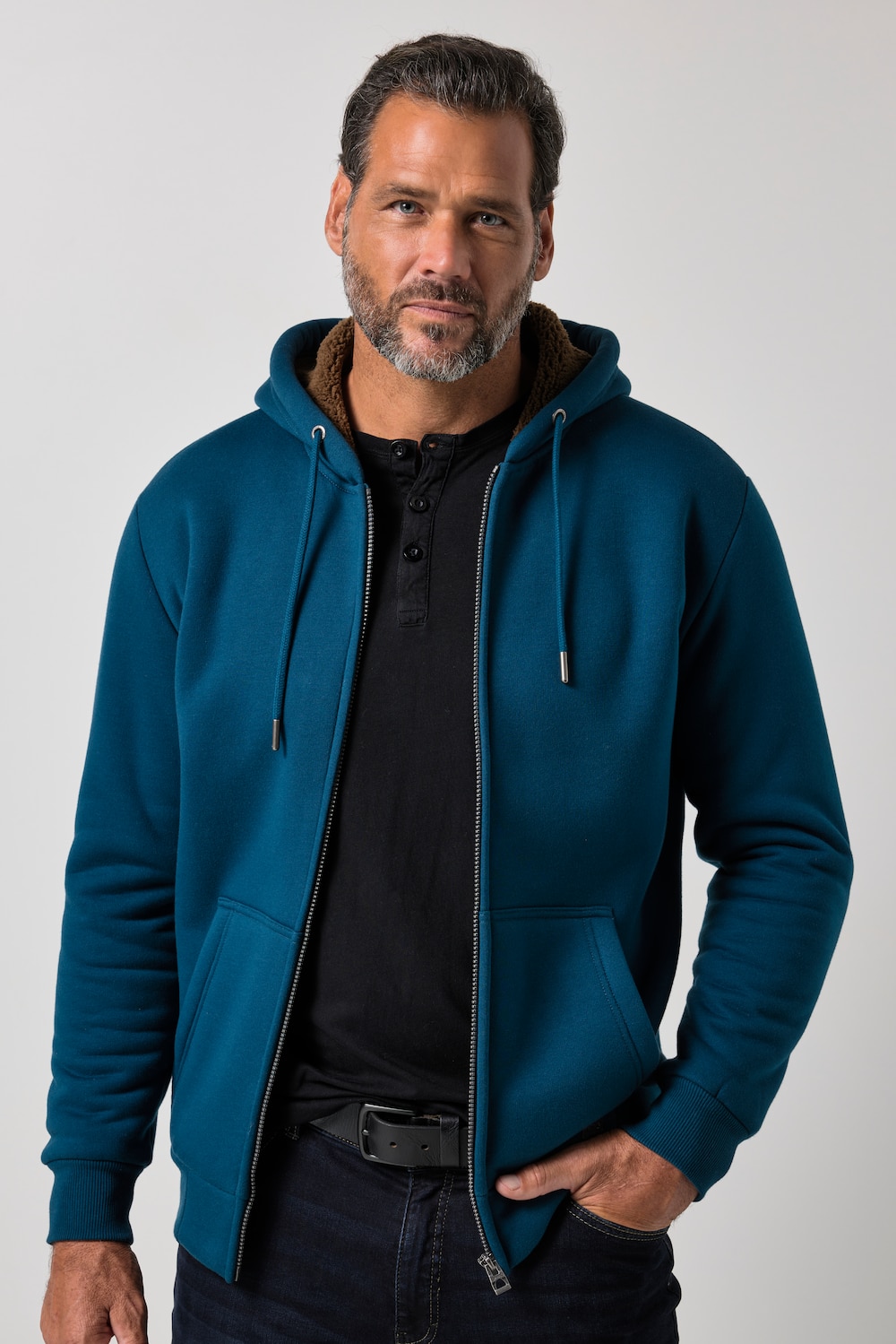 Hoodiejacke, Outdoor, Sweatjacke, Kapuze, Teddyfutter, Zipper, bis 8 XL