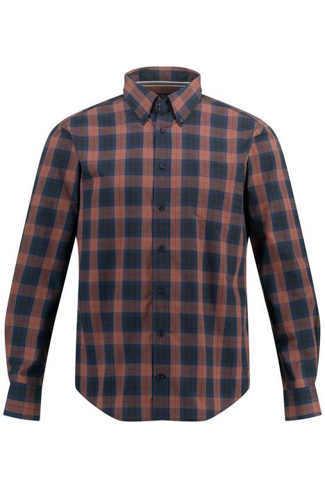 Kostkovaná košile, dlouhé rukávy, límeček s knoflíky, Modern střih