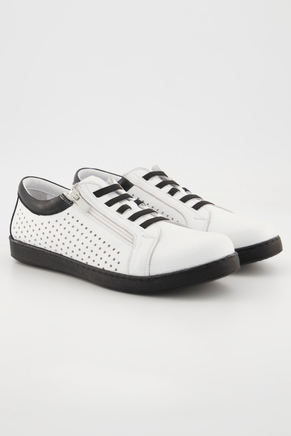 Grote Maten leren sneakers, Dames, zwart, Maat: 41, Leer, Ulla Popken