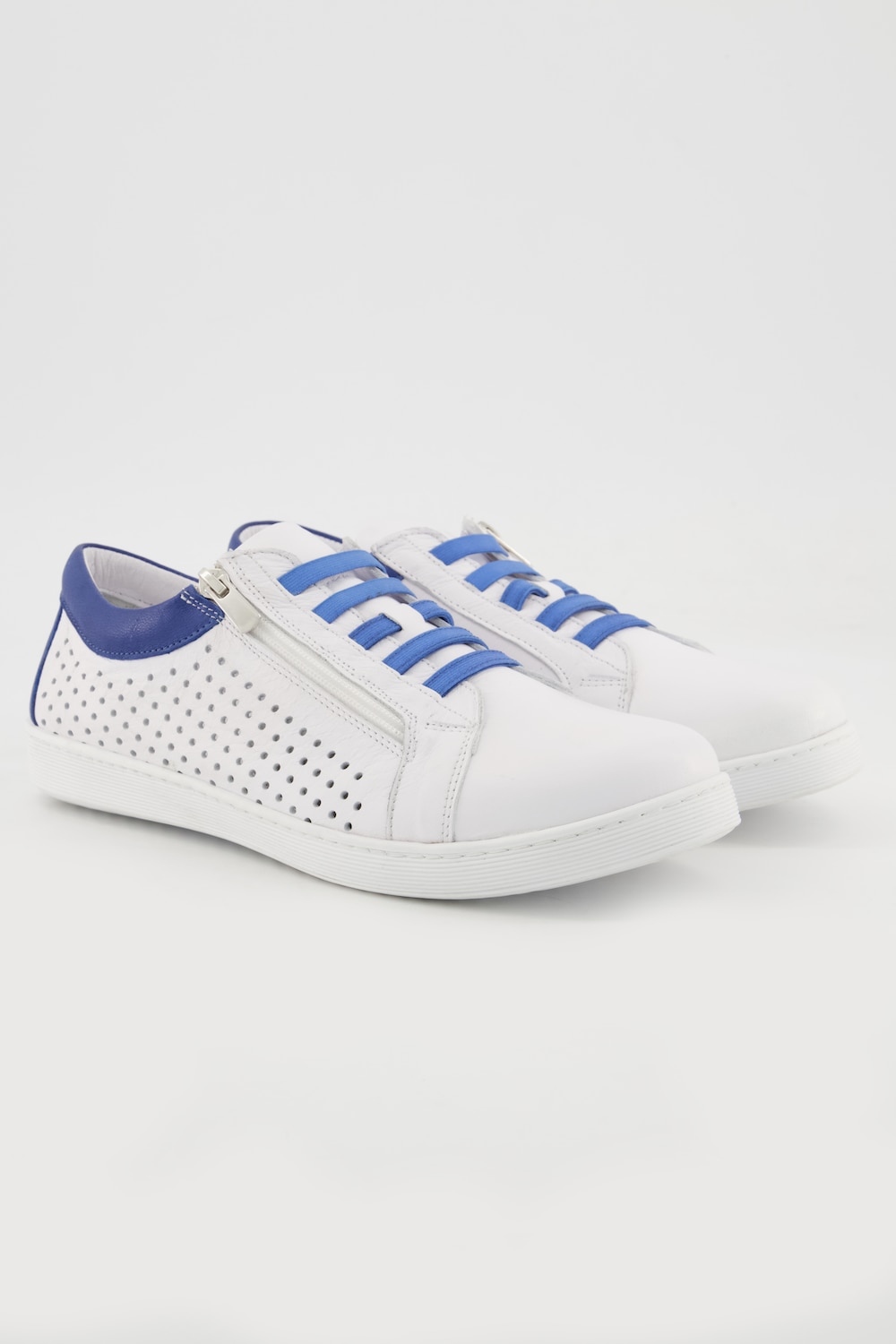 Grote Maten leren sneakers, Dames, blauw, Maat: 42, Leer, Ulla Popken