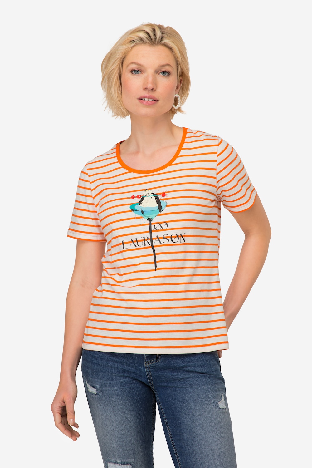 Große Größen T-Shirt, Damen, orange, Größe: M, Baumwolle, LAURASON