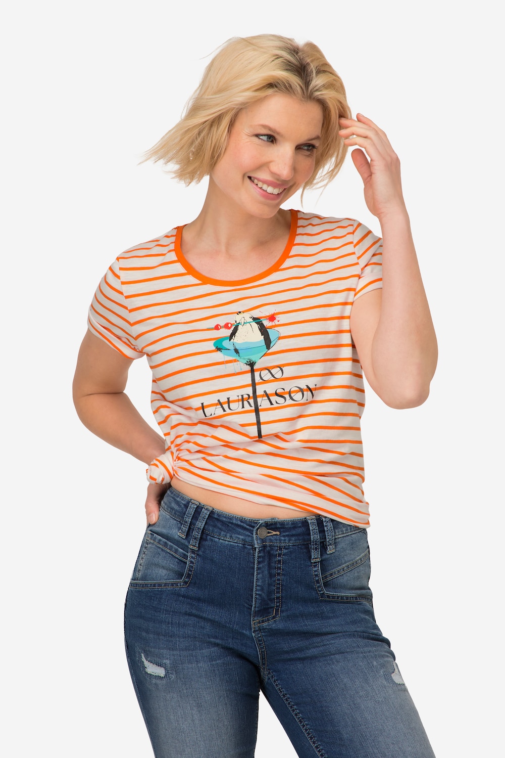 Große Größen T-Shirt, Damen, orange, Größe: M, Baumwolle, LAURASON