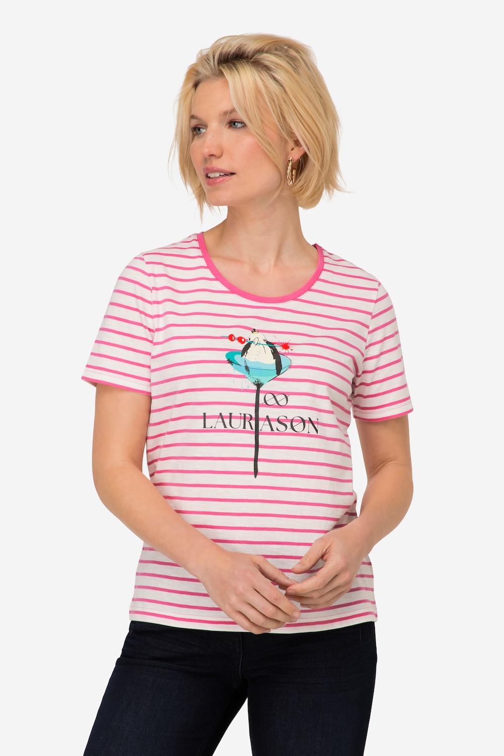 Thumbnail - Große Größen T-Shirt, Damen, rosa, Größe: S, Baumwolle, LAURASON