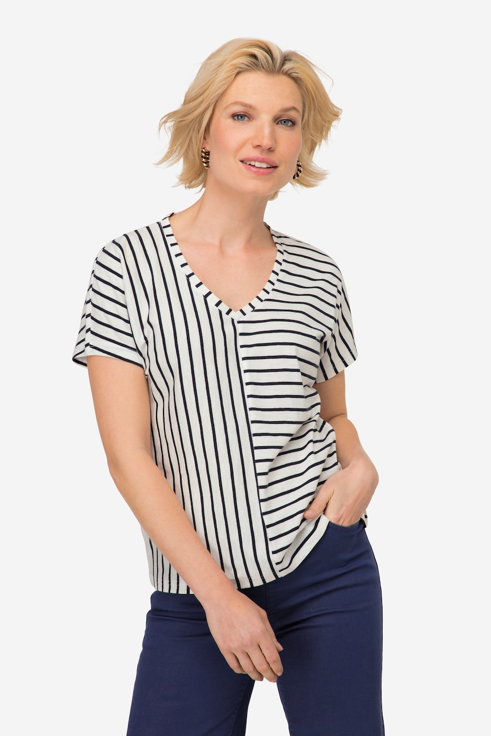 Große Größen T-Shirt, Damen, blau, Größe: L, Baumwolle, LAURASON