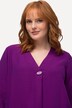 Halenka, struktura, oversize, výstřih do V, 3/4 rukávy