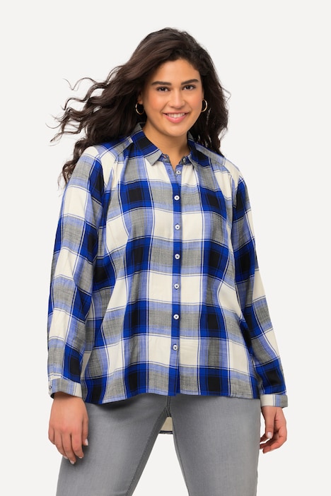 Plaid Long Sleeve Collared Button Down Blouse | all Blouses | Blouses