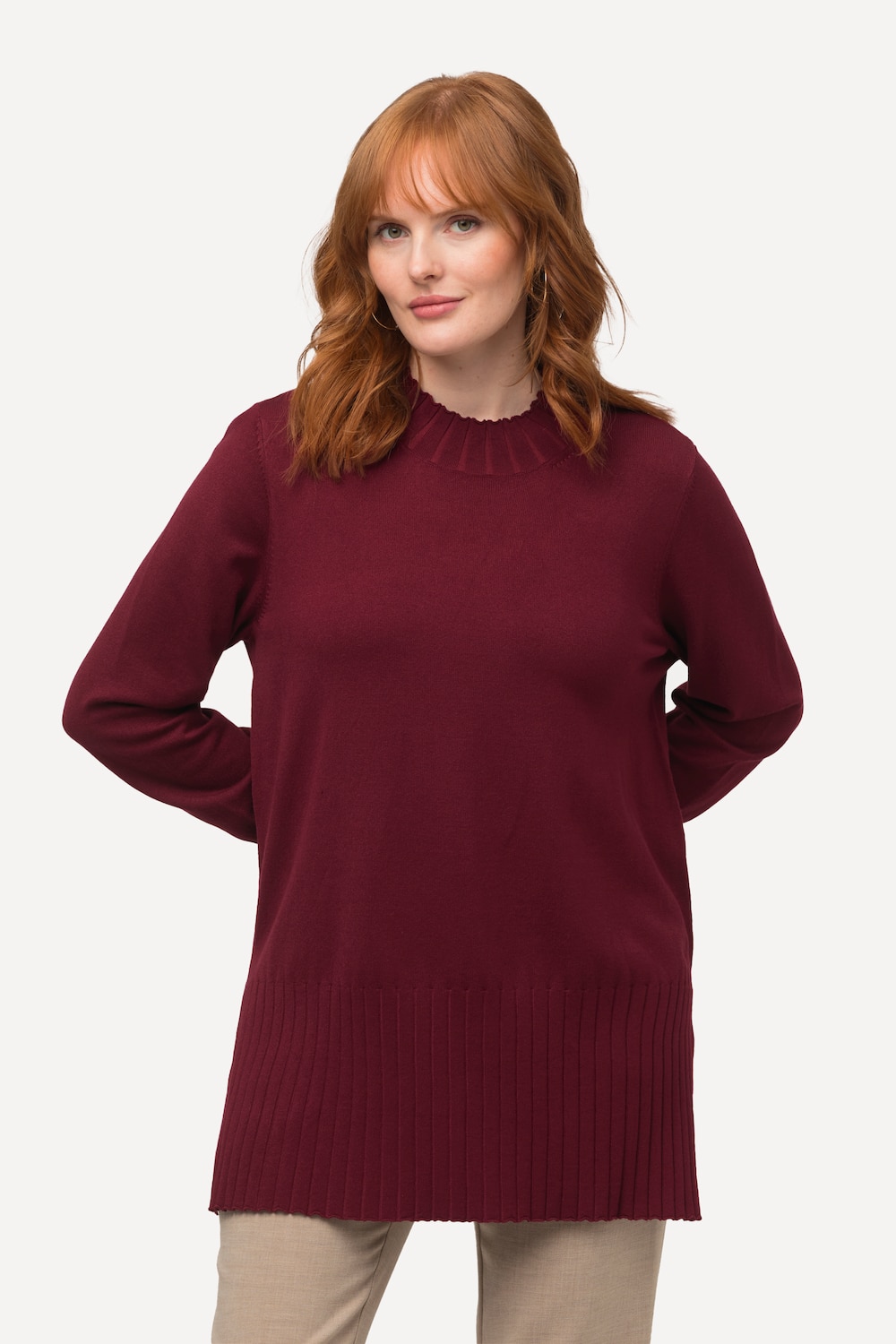 Grote Maten Pullover, Dames, rood, Maat: 46/48, Viscose/Synthetische vezels, Ulla Popken