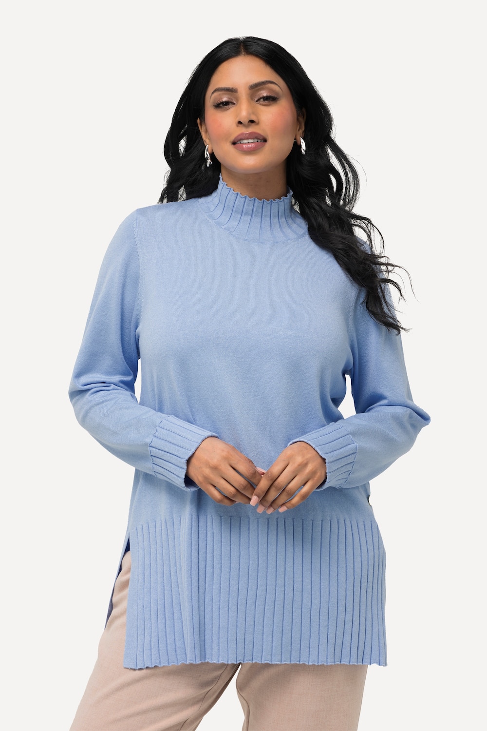 Große Größen Pullover, Damen, blau, Größe: 50/52, Viskose/Synthetische Fasern, Ulla Popken