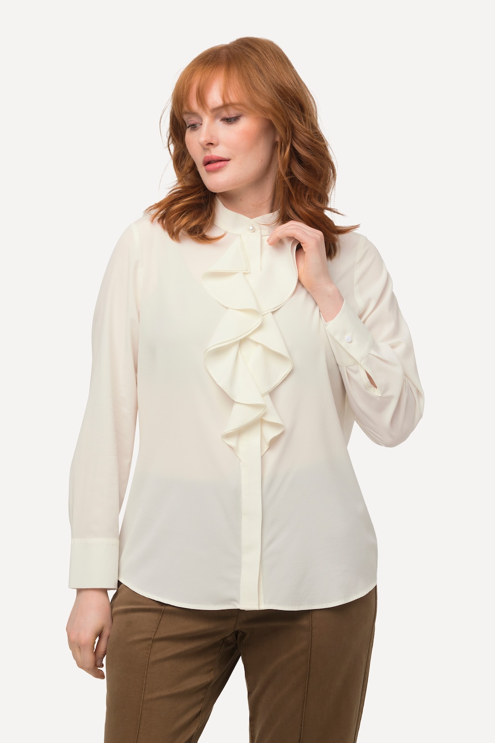 Große Größen Seiden-Stretchbluse, Damen, beige, Größe: 58/60, Seide, Ulla Popken