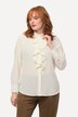 Blusa in seta elasticizzata con collo alto, ruches e maniche lunghe
