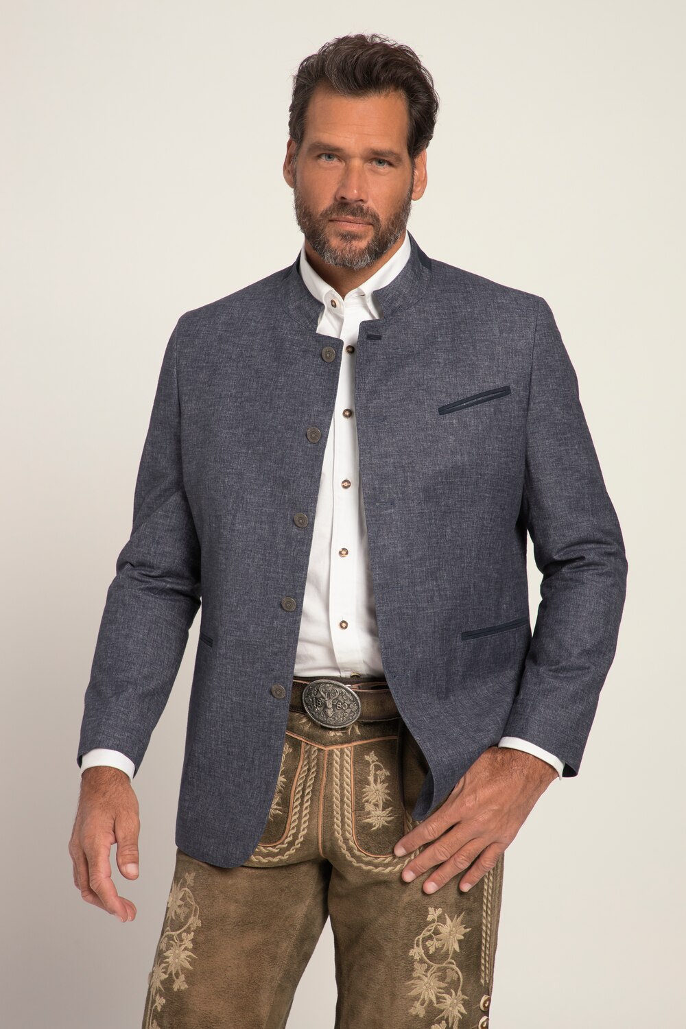 Stora storlekar Jacka, Her, blå, storlek: 68, Polyester/Viskos/Linne, JP1880