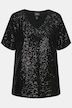 Paillettenshirt, oversized, V-hals, korte mouwen