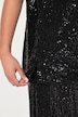 Paillettenshirt, oversized, V-hals, korte mouwen