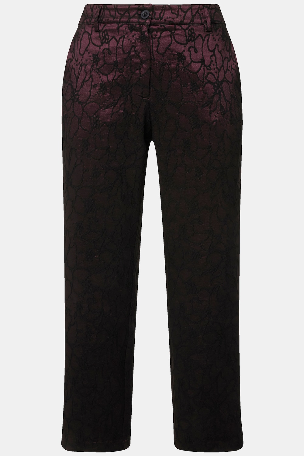 Stora storlekar Jacquardbyxa med blommönster och smala ben, Dam, lila, storlek: 42, Polyester/Viskos, Ulla Popken