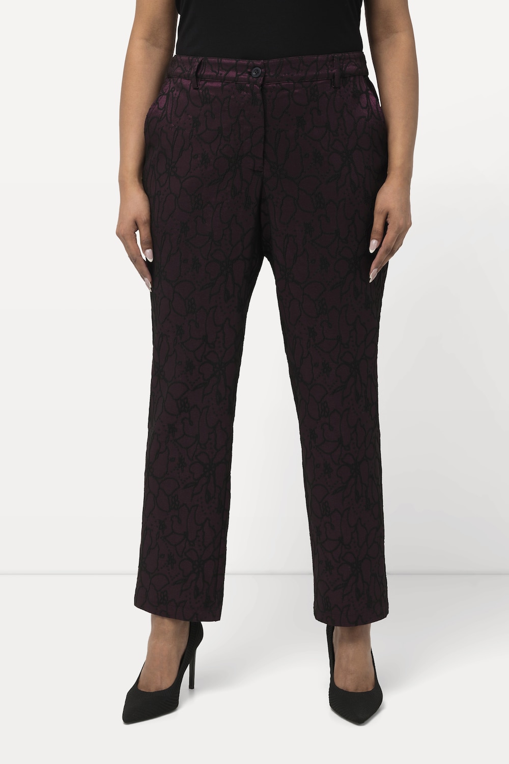 Große Größen Jacquard-Hose, Damen, lila, Größe: 54, Polyester/Viskose, Ulla Popken