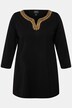 Shirt, Zierperlen, A-Linie, Tunika-Ausschnitt, 3/4-Arm