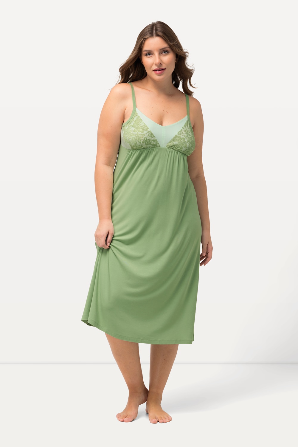 grandes tailles nuisette à bretelles réglables et col en v, femmes, vert, taille: 56/58, viscose, ulla popken