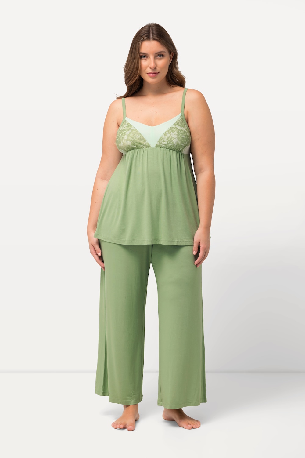 Große Größen Pyjama, Damen, grün, Größe: 54/56, Viskose, Ulla Popken